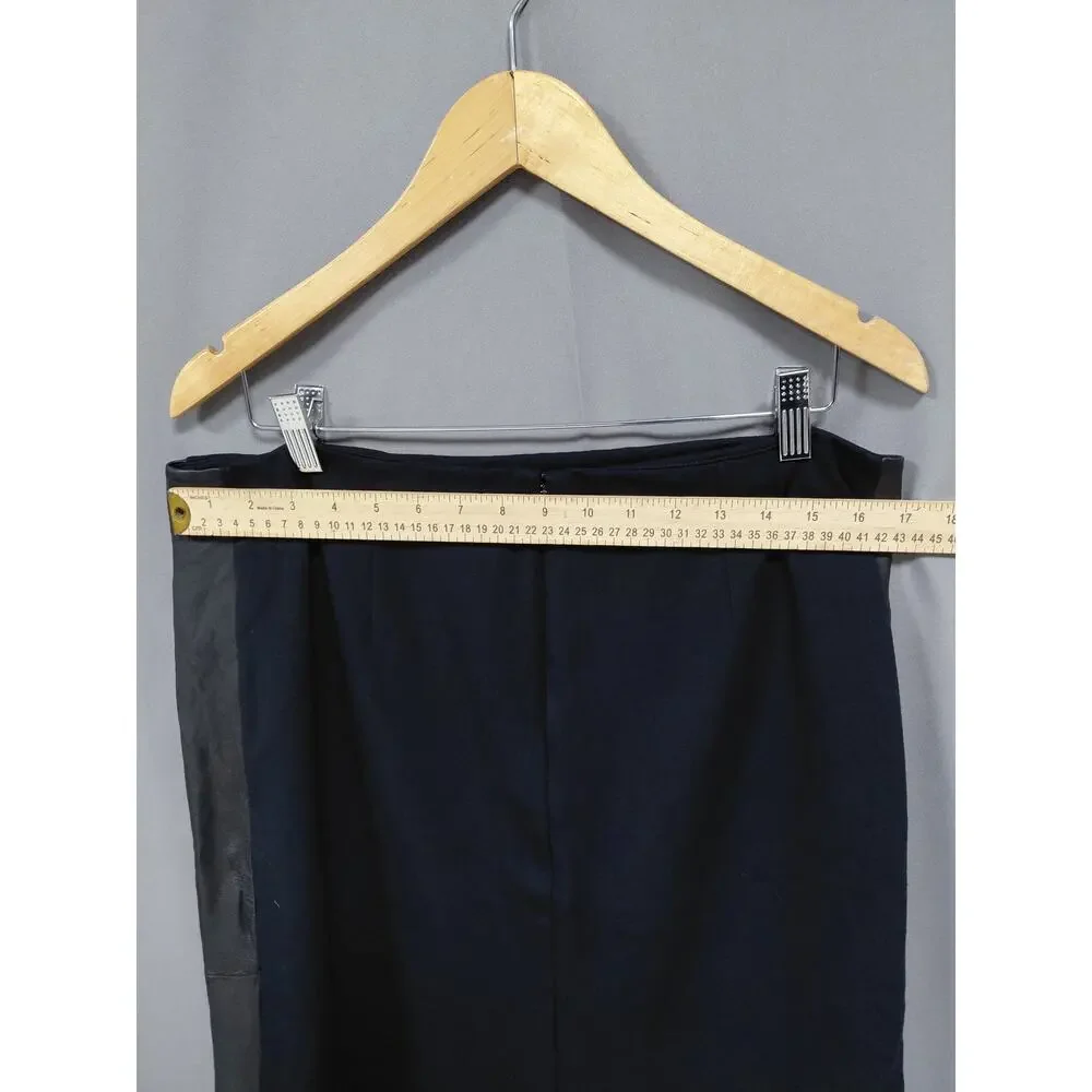 Eileen Fisher Leather Knit Pencil Knee Length Stretch Skirt Women Size L